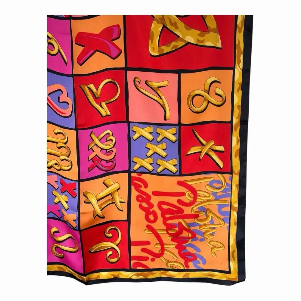 Vintage Paloma Picasso Parfums Astrological Scarf Italy 1980s Signed Designer - Picture 7 of 16